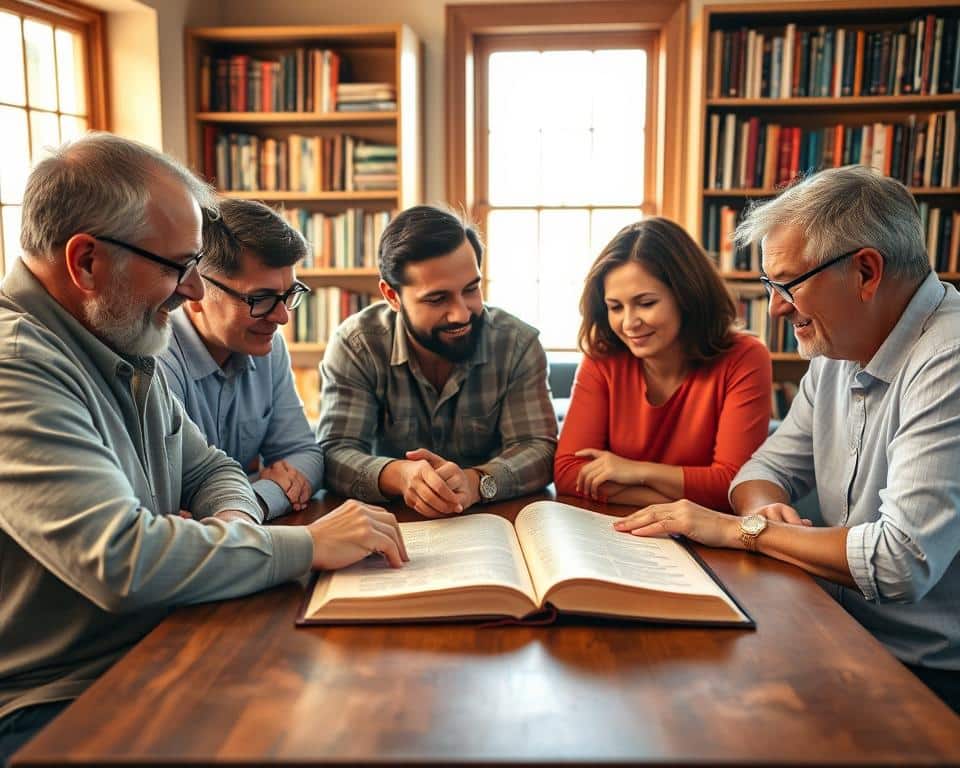 Bible study group discussing Scripture