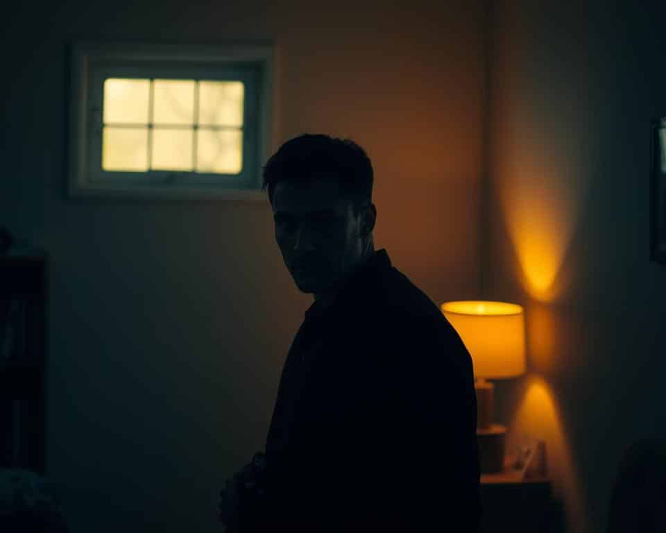 A vigilant figure stands in a dimly lit room, their gaze intensely focused, poised to respond to any potential threat. The subtle illumination from a single window casts a warm, amber glow, creating an atmosphere of heightened awareness. The subject's expression is a blend of determination and concentration, their body language conveying a sense of readiness and alertness. In the background, the room is sparsely furnished, with minimal distractions to distract from the central figure's unwavering vigil. The scene evokes a sense of watchfulness, a state of being ever-present and prepared to face any challenges that may arise.