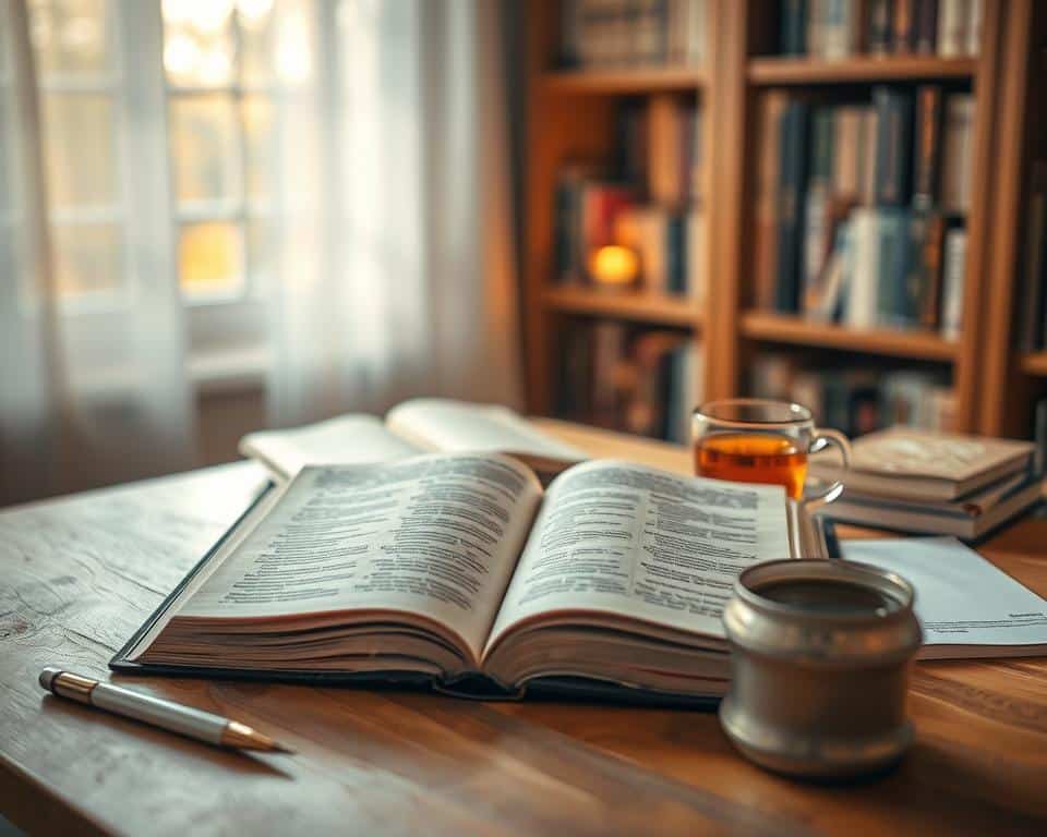 A serene, inviting scene set in a softly lit study, with a wooden desk at the forefront showcasing an open Torah book. Surrounding the book are simple, elegant tools like a pen, paper, and a cup of herbal tea, symbolizing contemplation and study. In the middle ground, a warm light filters through a nearby window, illuminating the pages and reflecting a sense of peace and readiness to learn. The background features softly blurred bookshelves filled with other religious texts, enhancing the educational atmosphere. A calm, nurturing aura envelops the space, encouraging beginners to embark on their journey of understanding the Torah. The overall mood is welcoming and reflective, inviting curiosity and exploration. A serene, inviting scene set in a softly lit study, with a wooden desk at the forefront showcasing an open Torah book. Surrounding the book are simple, elegant tools like a pen, paper, and a cup of herbal tea, symbolizing contemplation and study. In the middle ground, a warm light filters through a nearby window, illuminating the pages and reflecting a sense of peace and readiness to learn. The background features softly blurred bookshelves filled with other religious texts, enhancing the educational atmosphere. A calm, nurturing aura envelops the space, encouraging beginners to embark on their journey of understanding the Torah. The overall mood is welcoming and reflective, inviting curiosity and exploration.