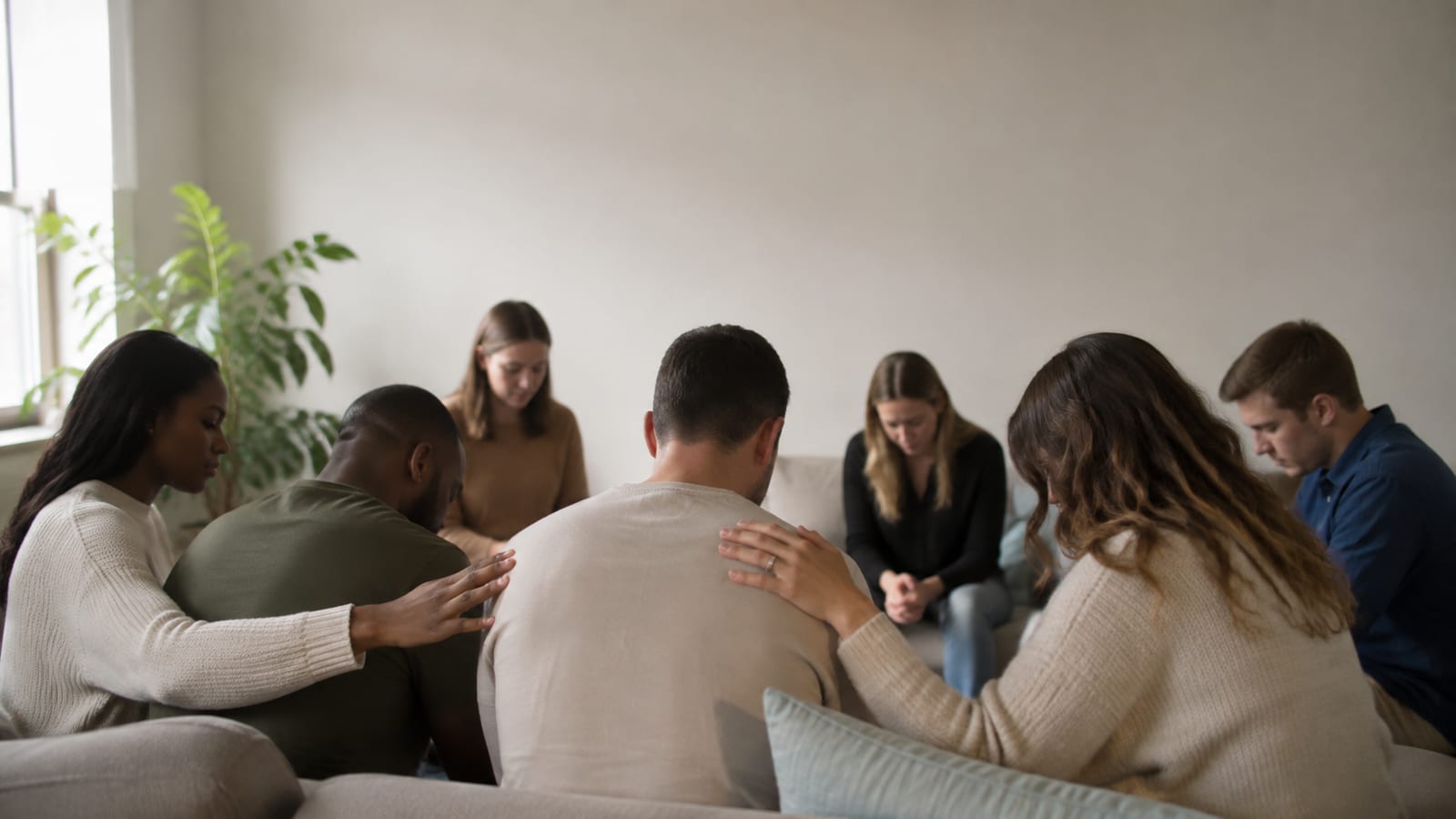 Modern Christians praying together while resisting spiritual compromise and lawlessness