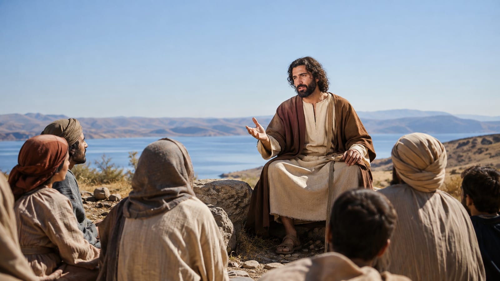 Biblical-era prophet addressing a small attentive group, emphasizing proclamation beyond prediction