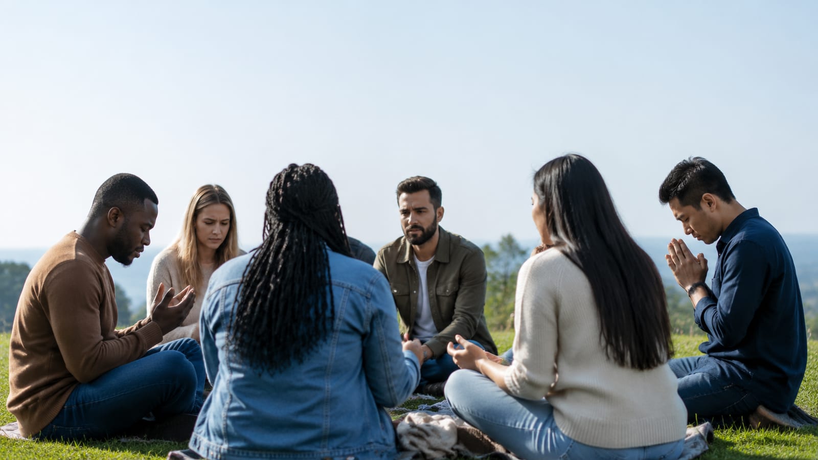 Worshippers thoughtfully evaluating a message through prayerful biblical discernment together
